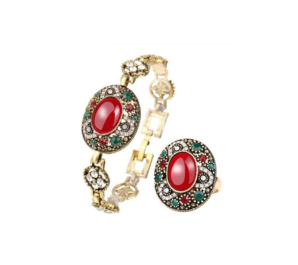 2 Pcs (Bracelets And Rings) Jewellery Set For Women.