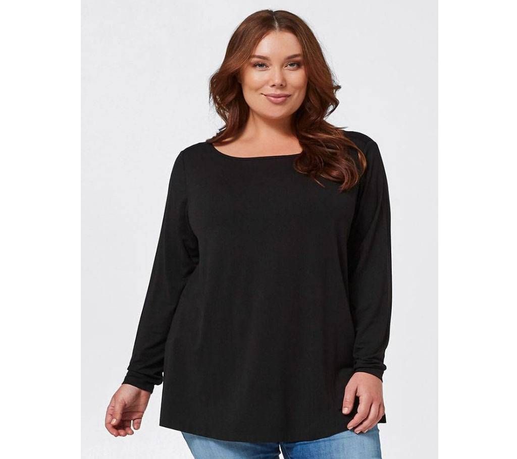 Belle Curve Boat Neck Knit Top For Women