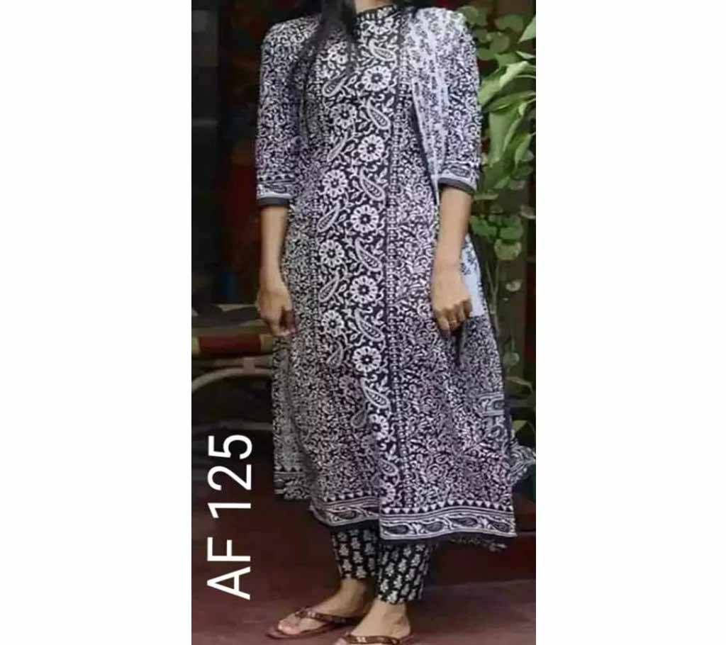 UNSCTCHIED BLOCK PRINTED COTTON THREE-PIC