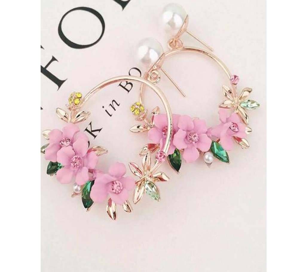 Trendy Cute Pink Flower Earrings For Women