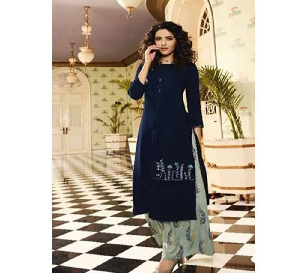 Unstitched Linen with embroidery two piece for women 
