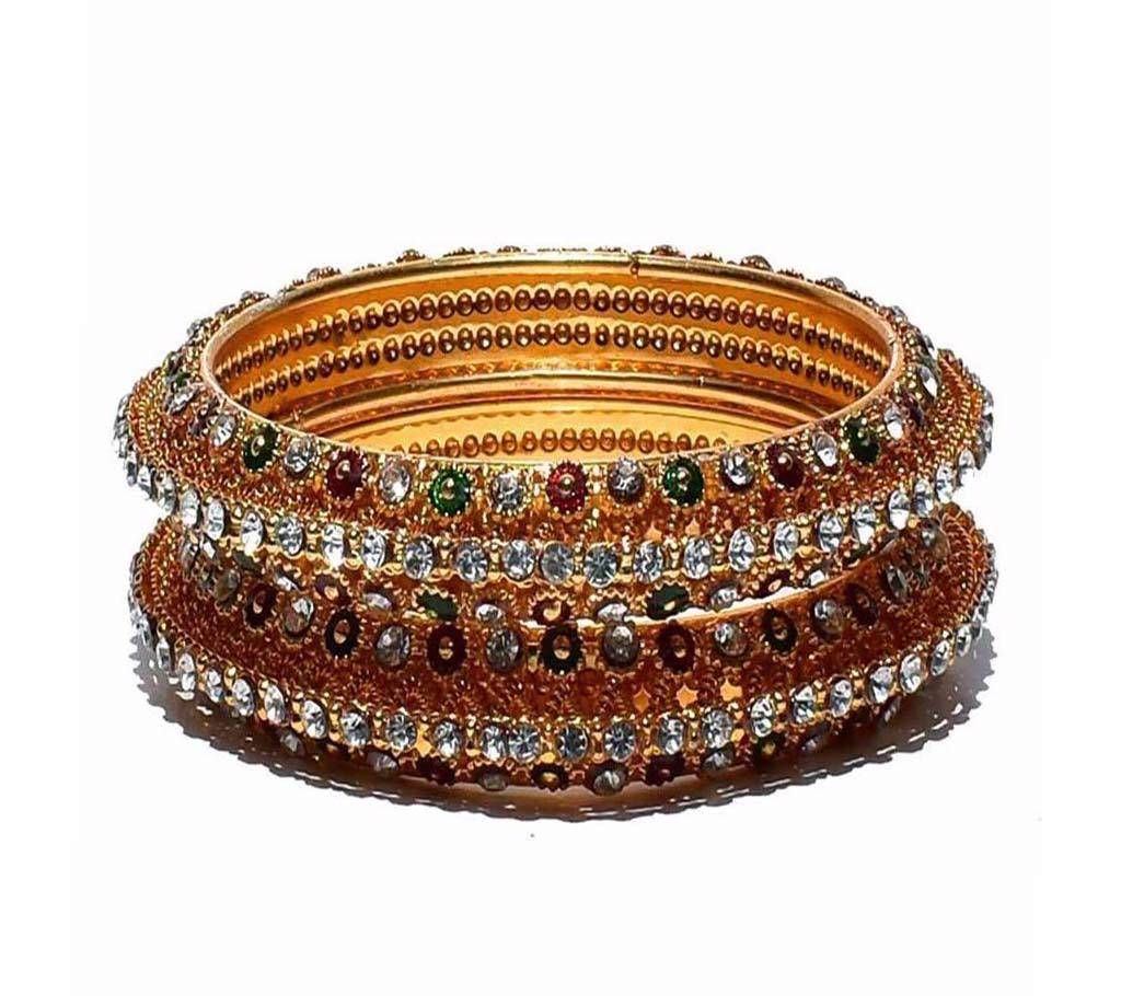 Gold Plated Indian Churi  Red color paleted