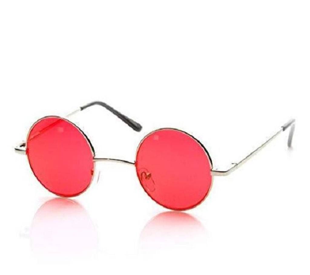 Red metal Round Circle Sunglass with Stylish Box
