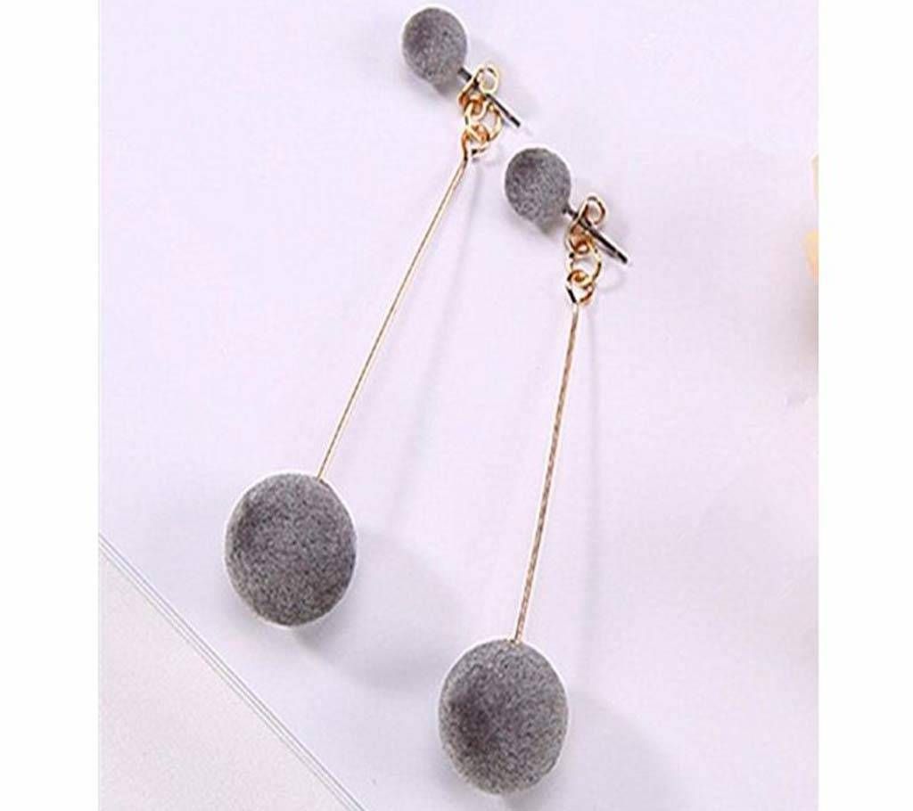 Plush Ball Long Tassel Drop Earrings For Women