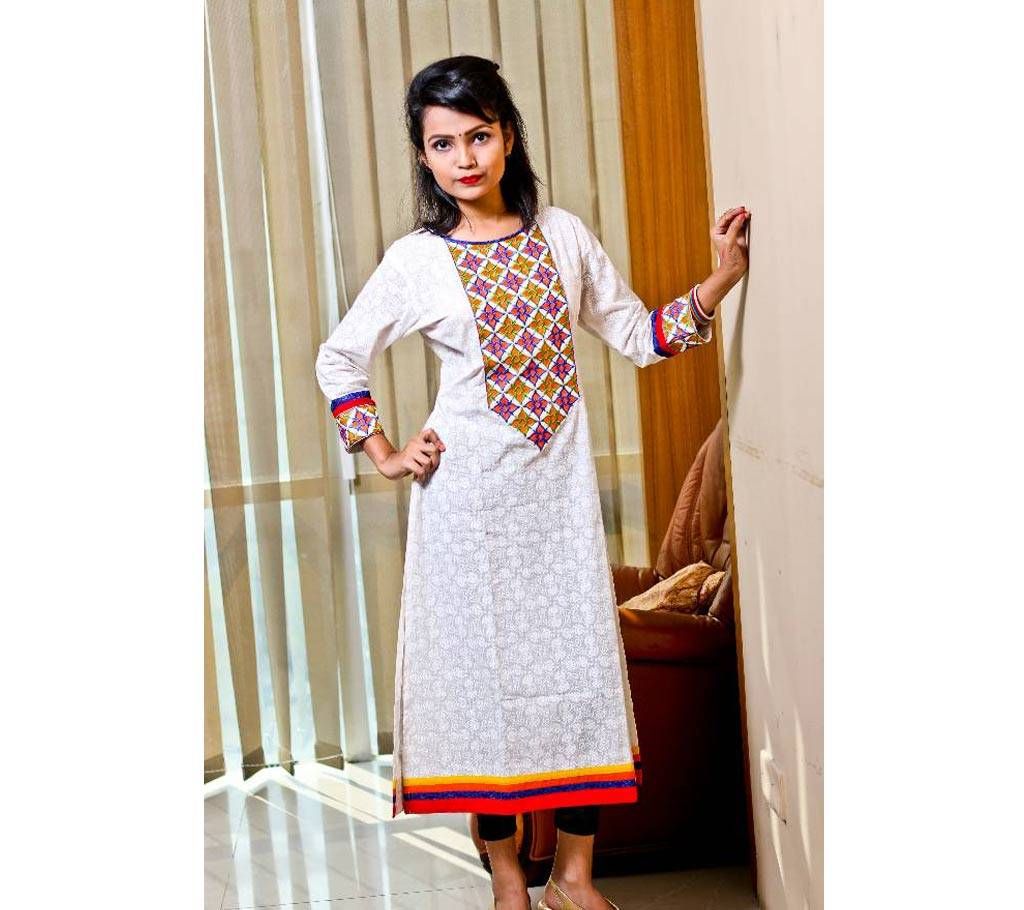 Skin Printed Embroidery Stitched One Piece