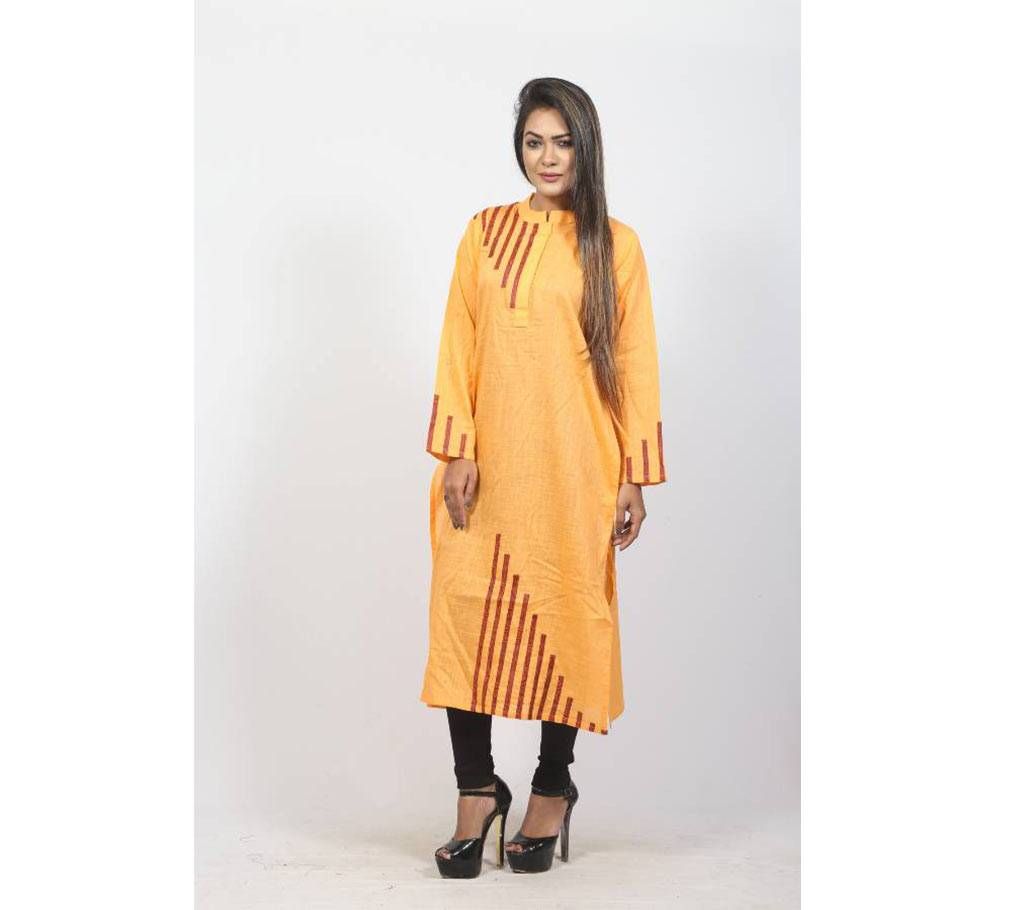 Light Yellow Silk Kurti For Women