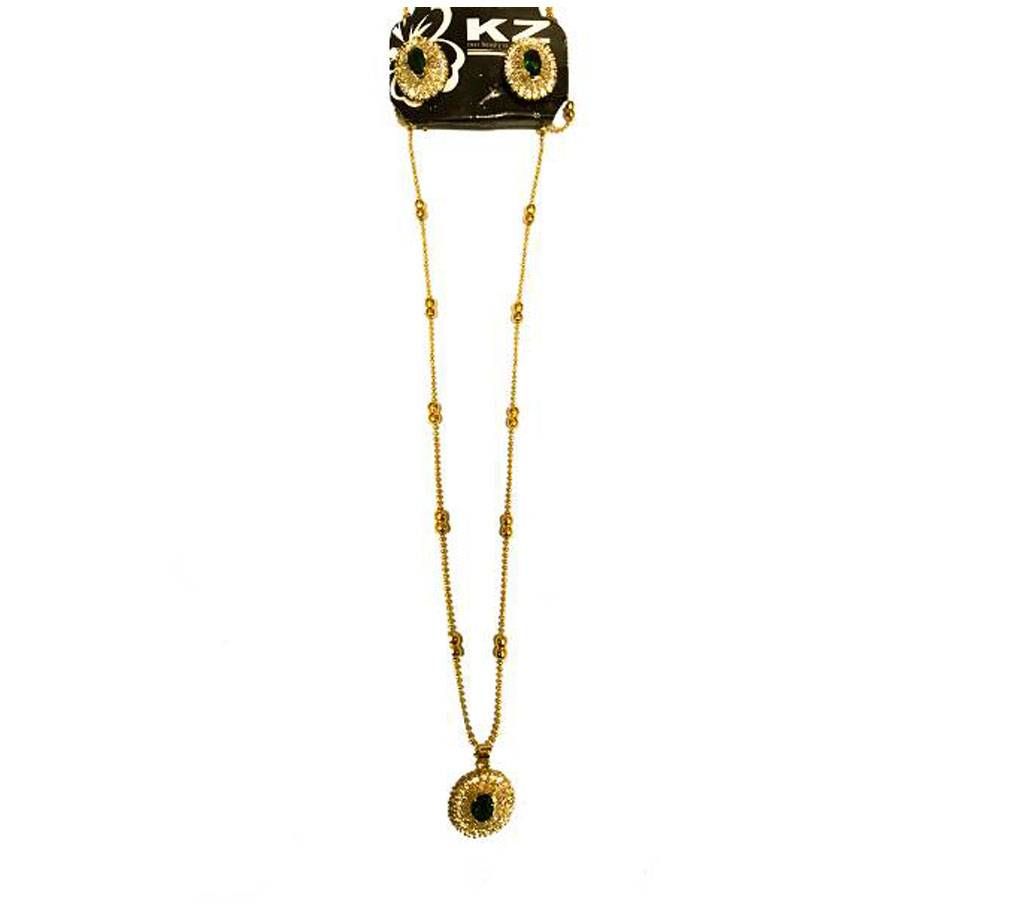 Golden Storm Pendent with Green Stone