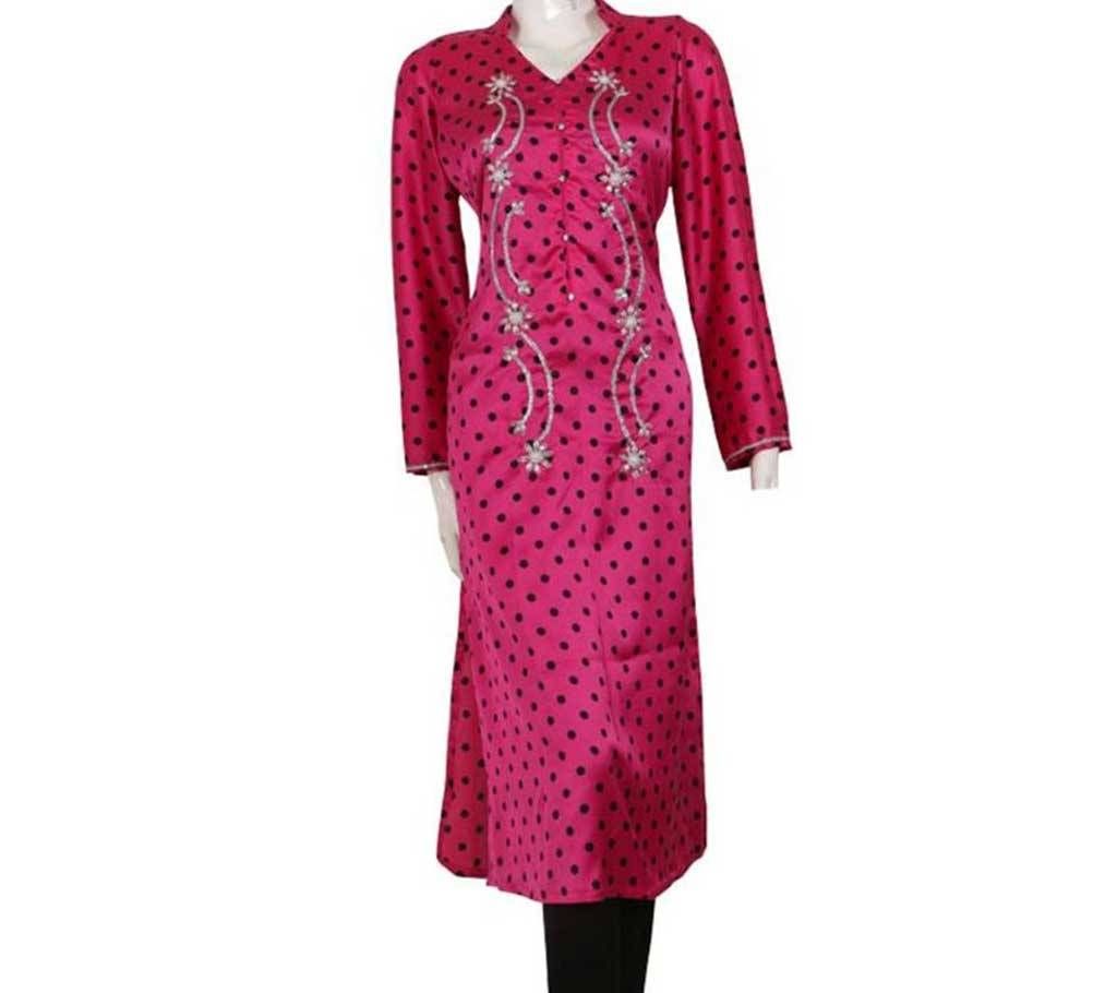 Stitched Shamoz Silk Stone Work Long Kurti