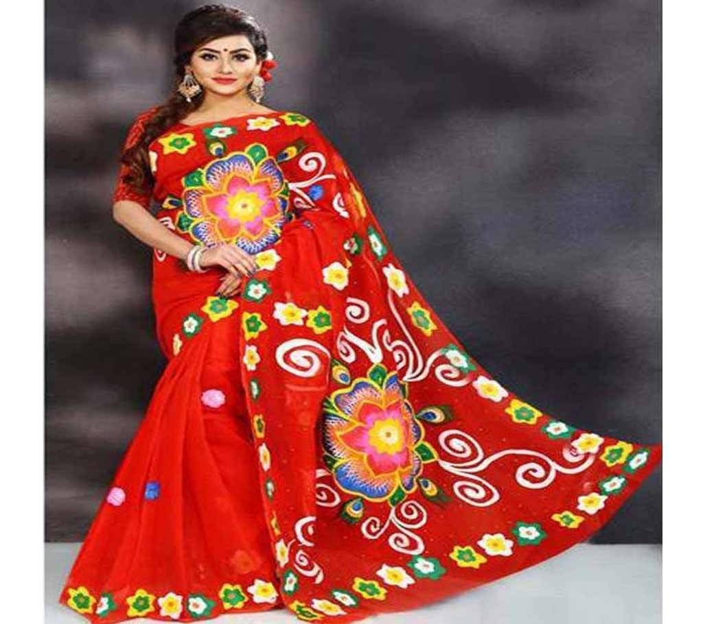 PURE MUSLIN SILK SAREE, WITH HAND PAINT WORK.