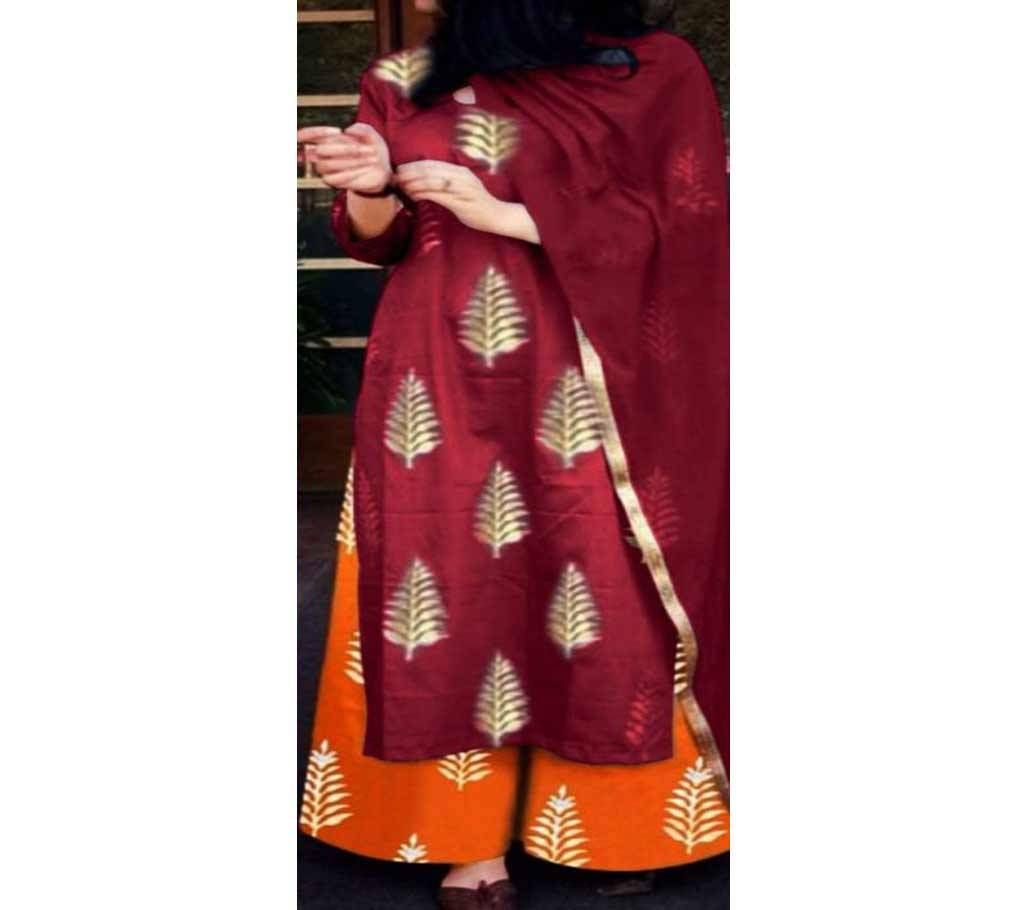 Unstitched block printed Rajdhani voyel cotton Salwar Kameez St block-491