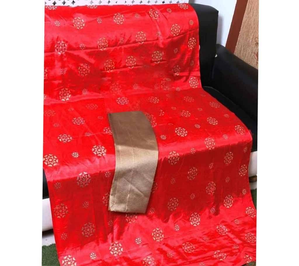 Red half silk Block Printed Saree for Women