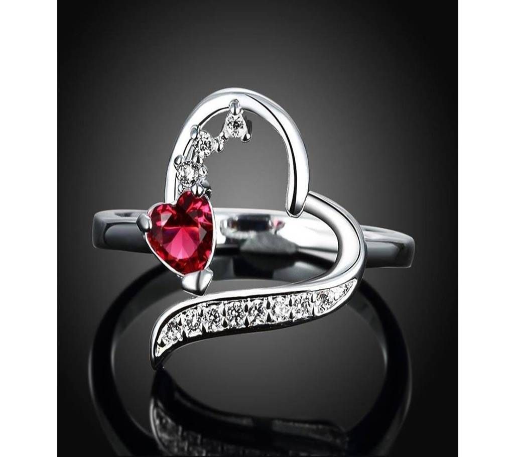 Red Heart shape Stone Finger Ring