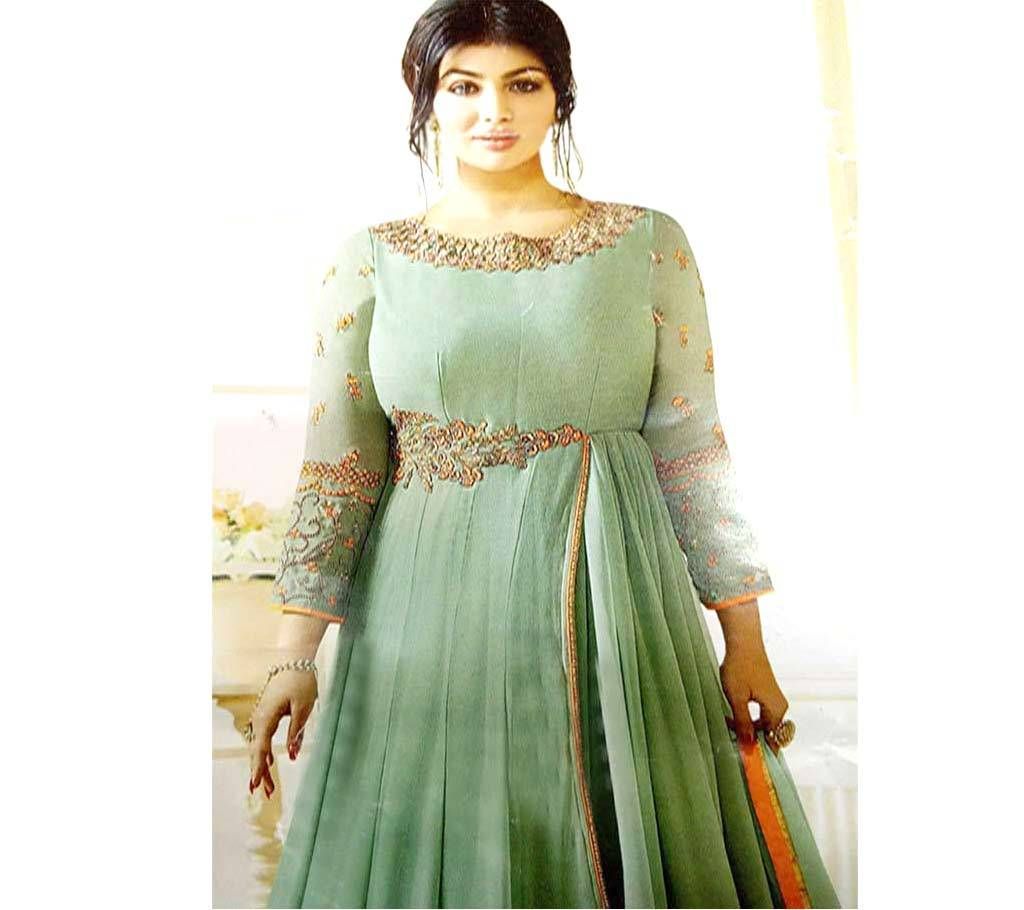 Unstitched Georgette Embroidery Long Gown