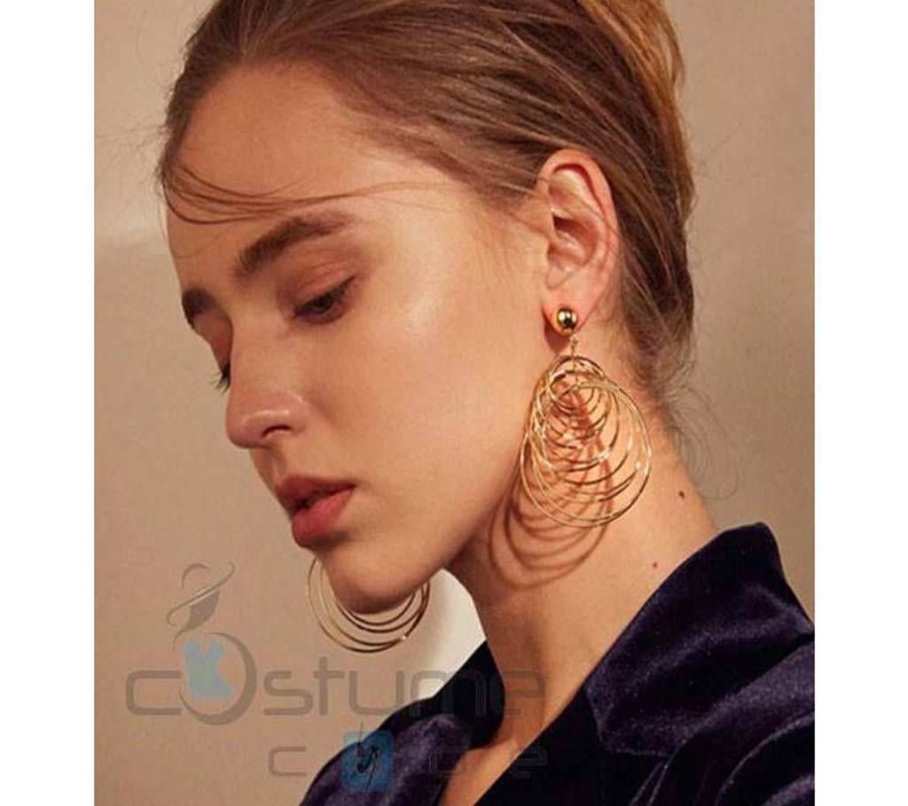 Big Circle Gold Vintage Dangle Earrings