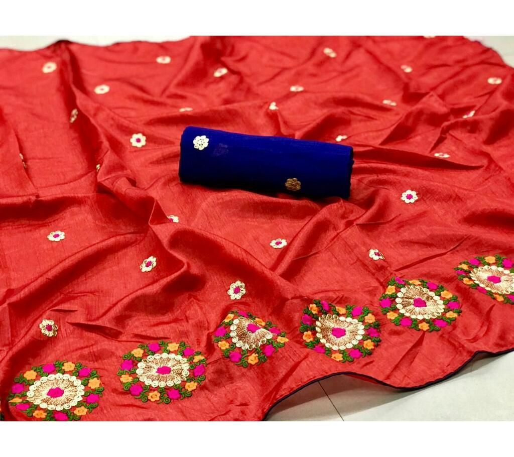 Resham Silk Sarees Red orange 1