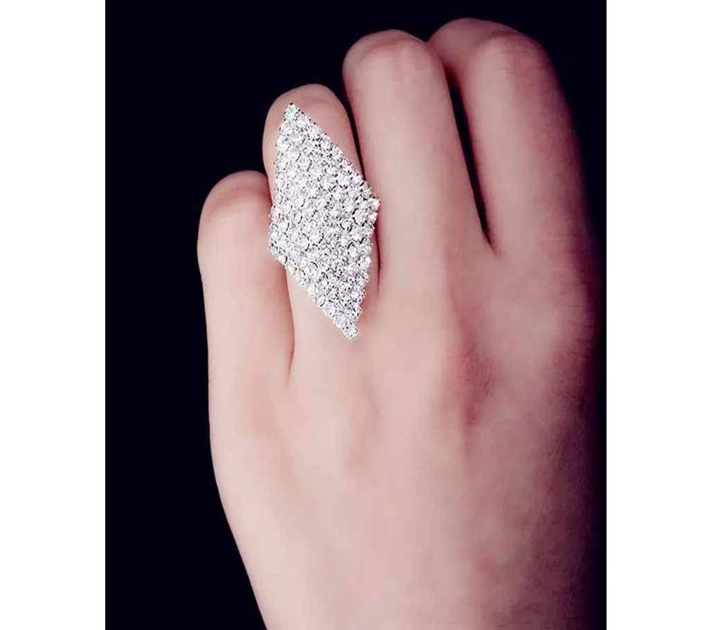 Crystal Heart Rings For Women white silver