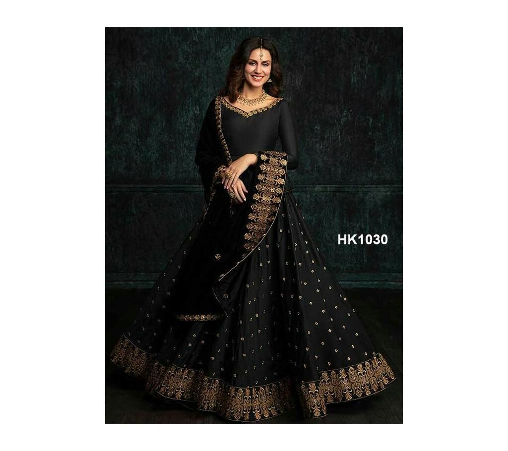 Appealing Black Silk Lehenga Choli With Embroderiy Work