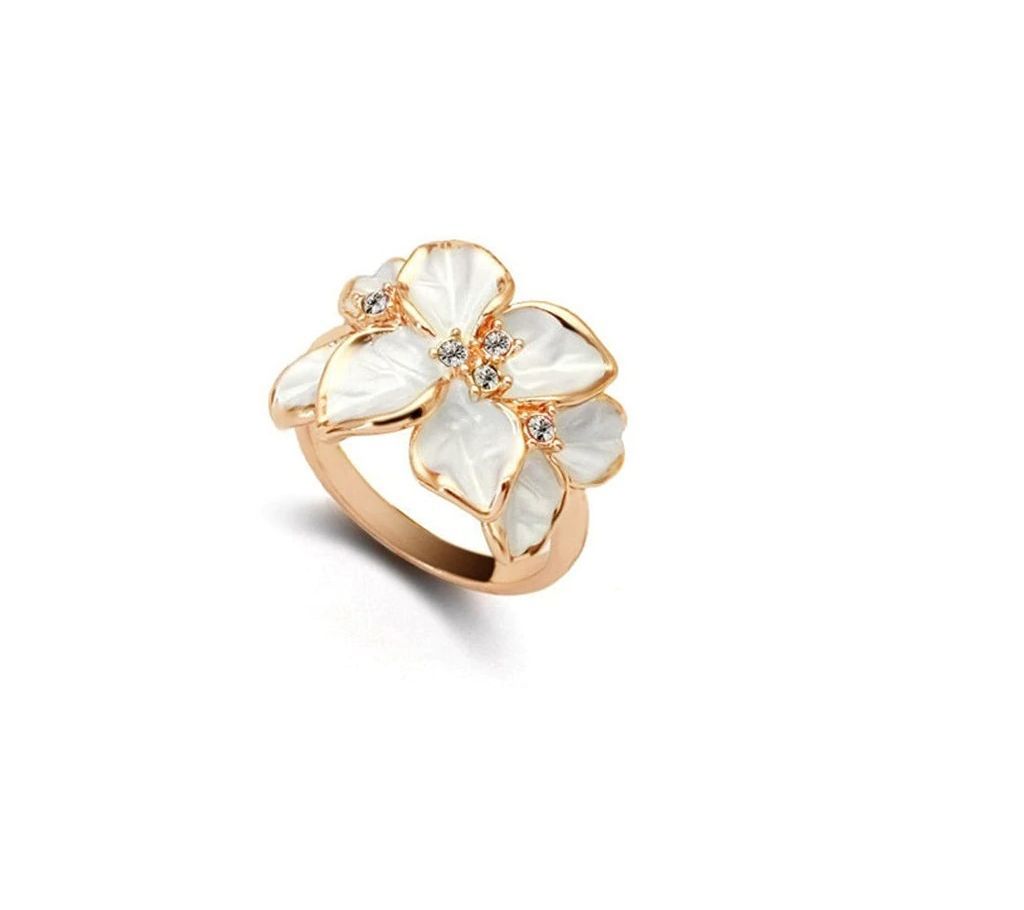 Rose gold color Enamel Flower Ring