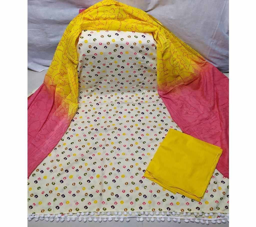 Unstitched Regular Screen Print Design Cotton Three Piece 