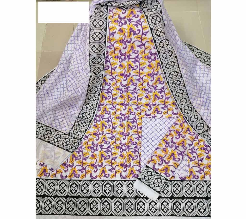 Unstitched Cotton Block Three Piece - 491