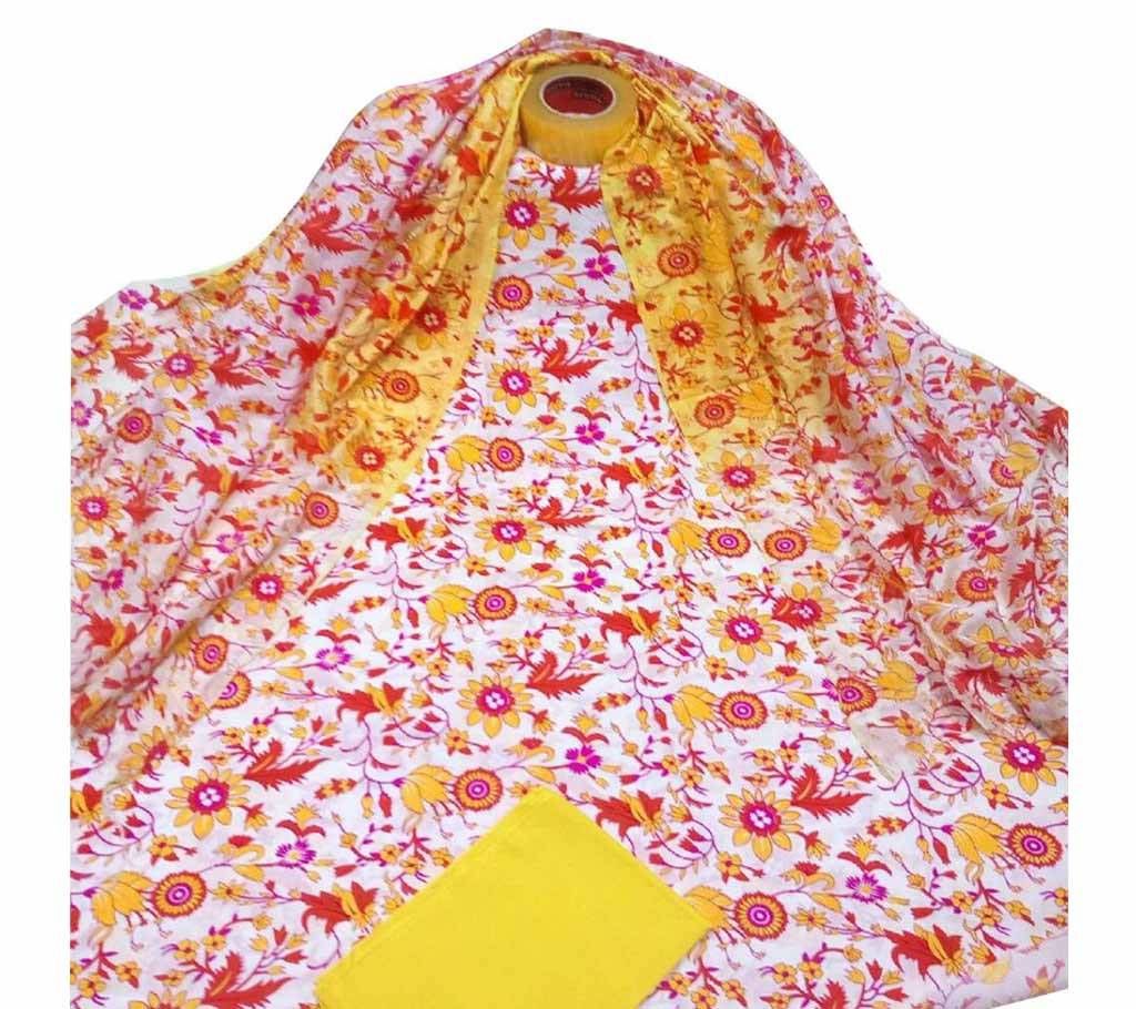 Unstitched skin printed cotton salwar kameez fs-1027