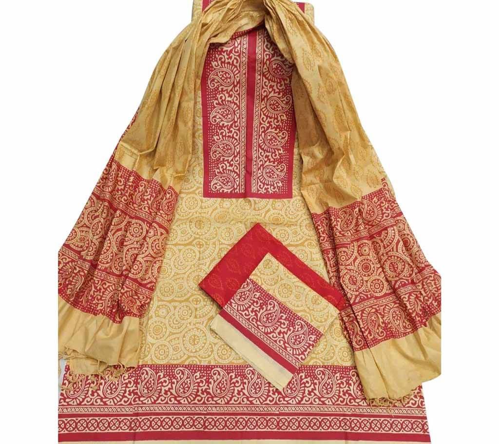 Unstitched Block Printed Cotton Salwar kameez st-21