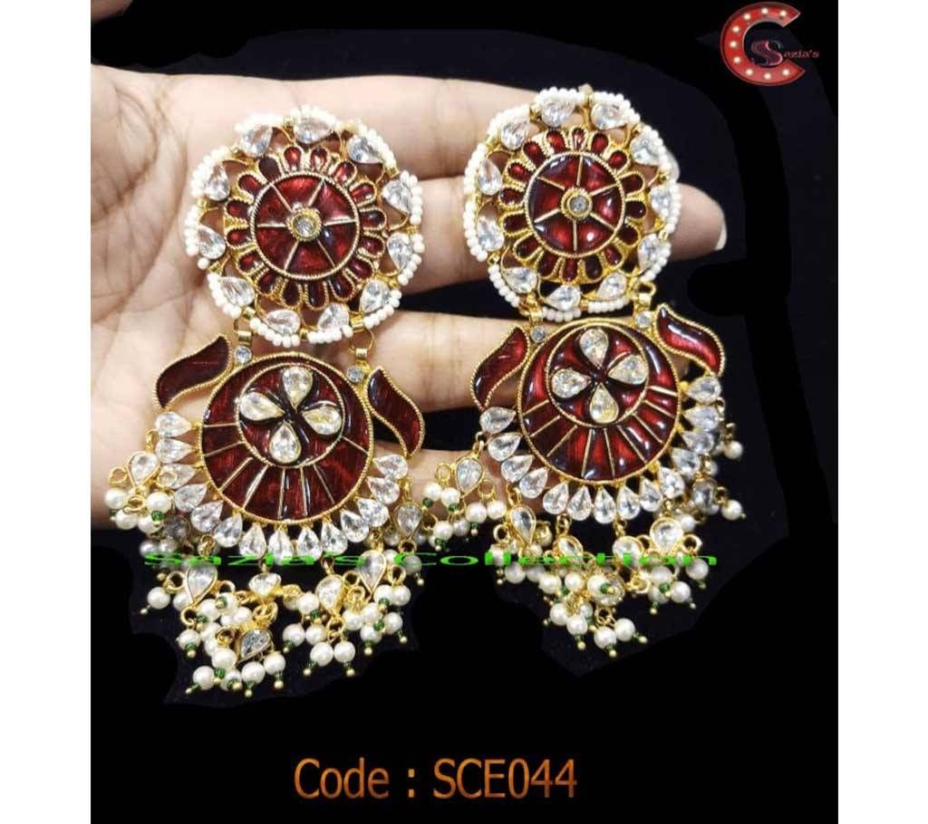 Make Mina  ade stone with pearl Jhumka