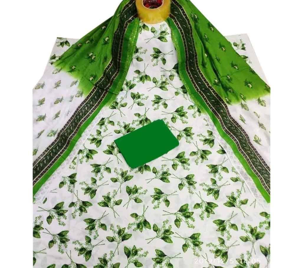 Latest white and green Screen Printed 3 piece Salwar Kameez for Women