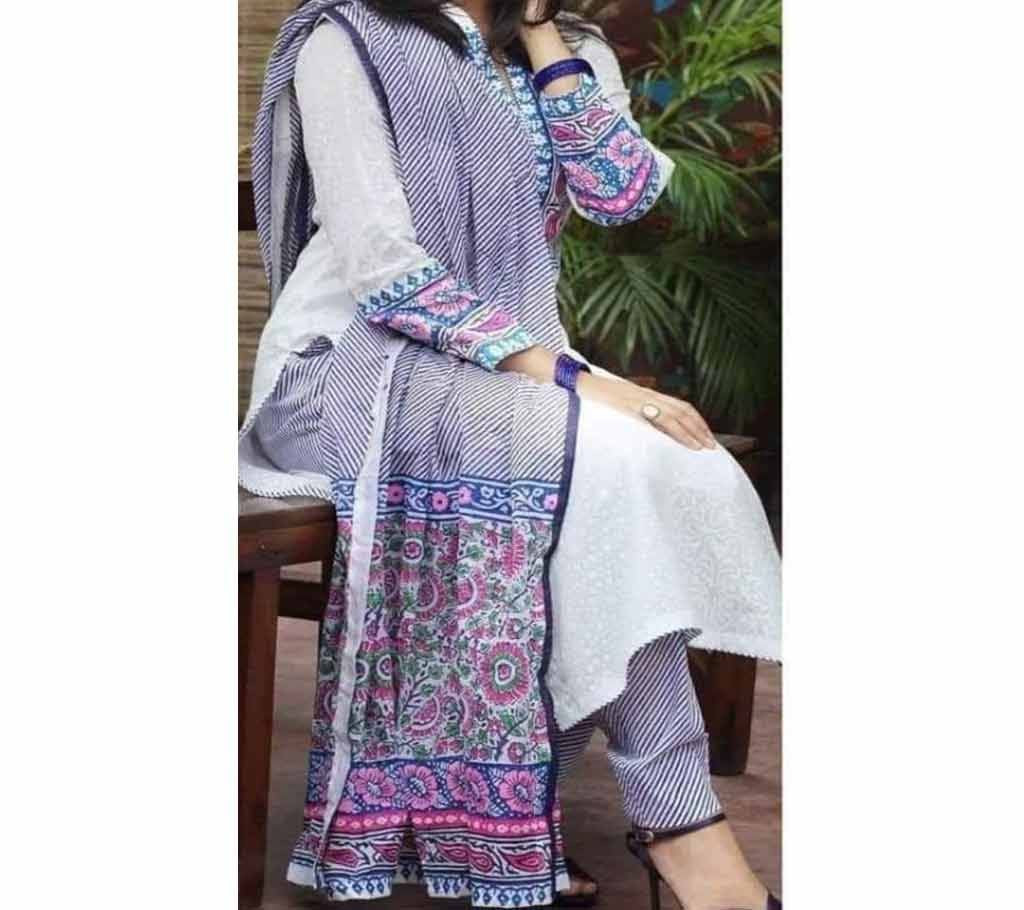 Deshi Cotton Unstitched Screen Printed 3Pcs - C98 - MHG