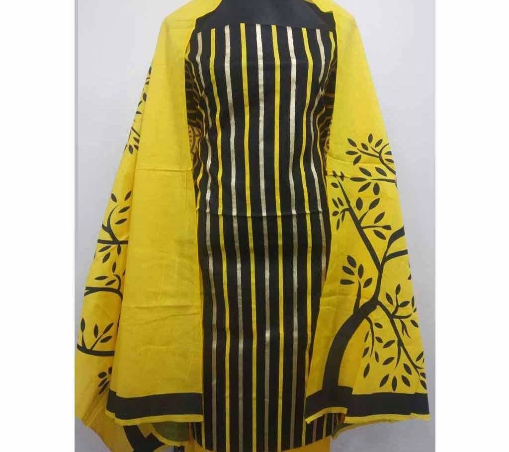 Unstitched Skin Print Salwar Kameez Multi Color Stripe Three-Pcs