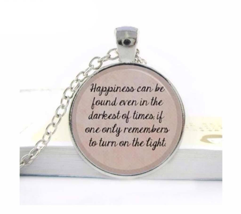Unisex Quote  Glass Cabochon Snake Chain Necklaces