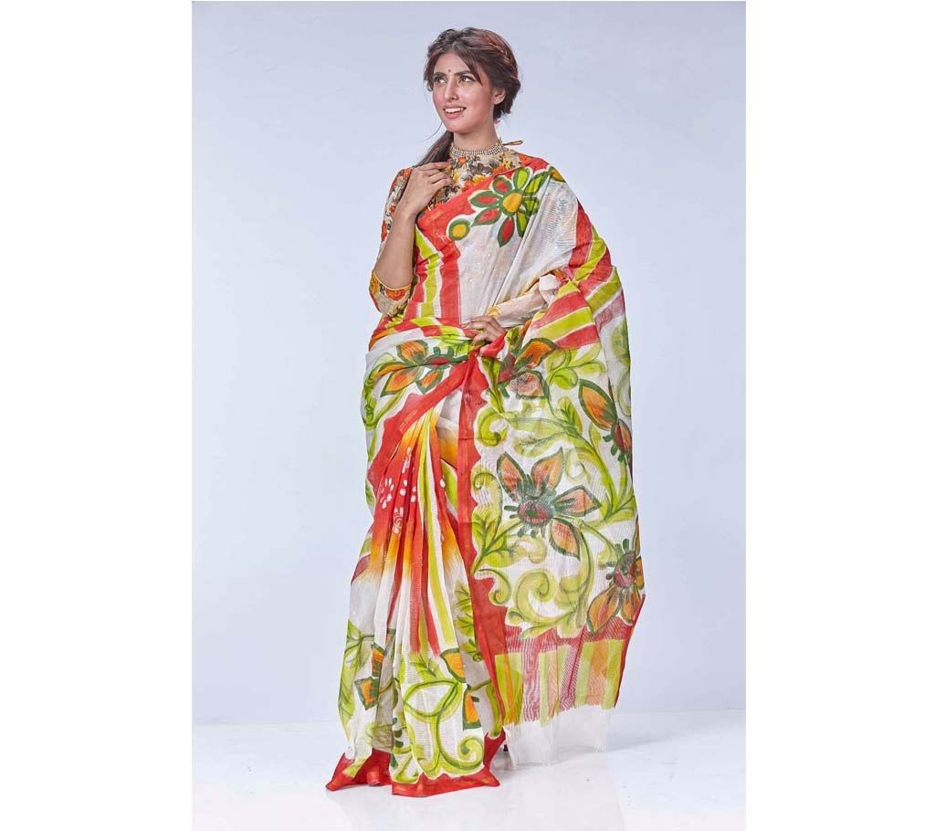Tangail Cotton kota handprinted Saree