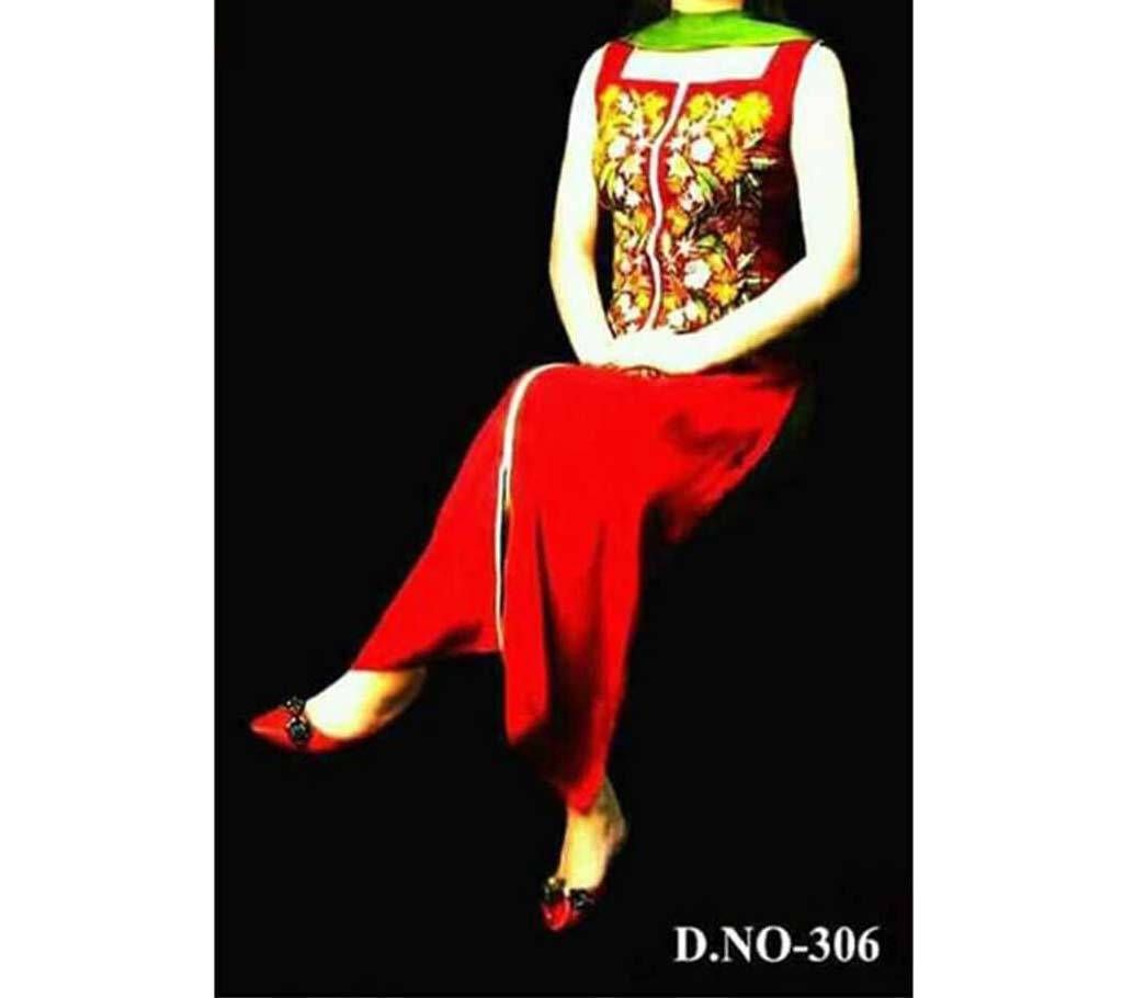 Un stitched kashmiri embroidery work three piece 