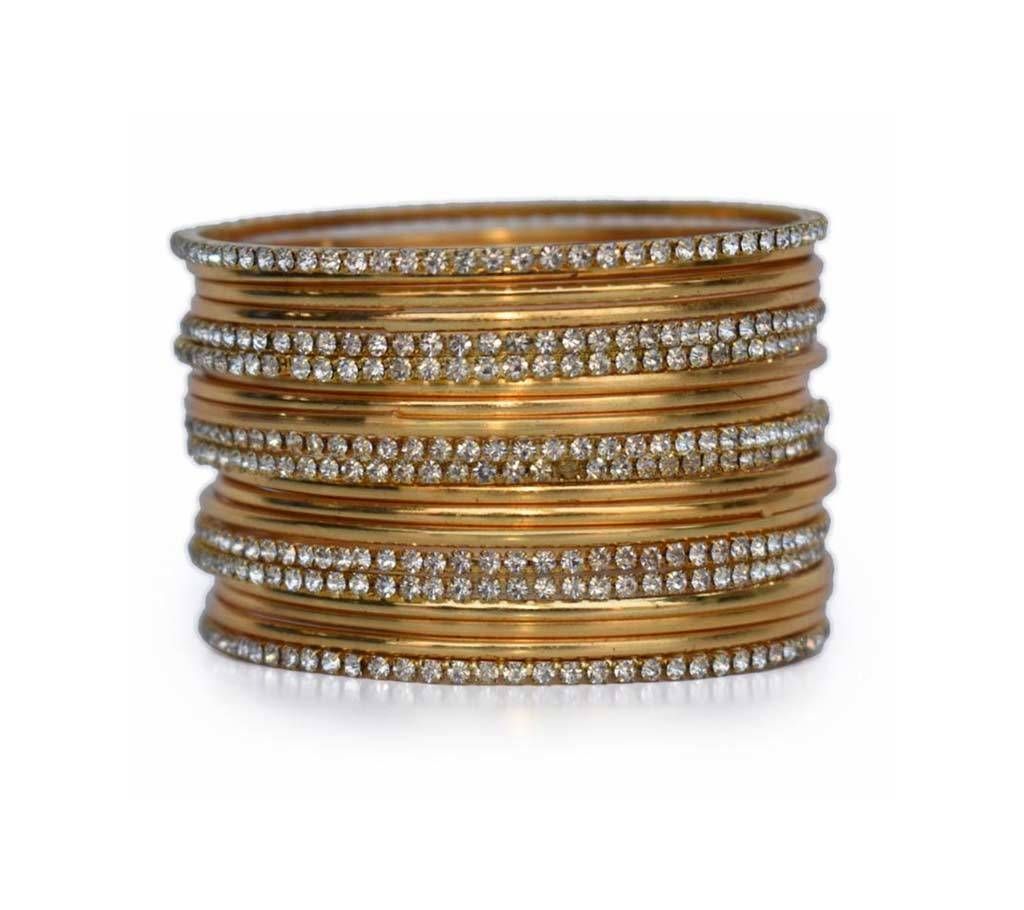 Diamond Cut and Golden 20pcs Bangles 
