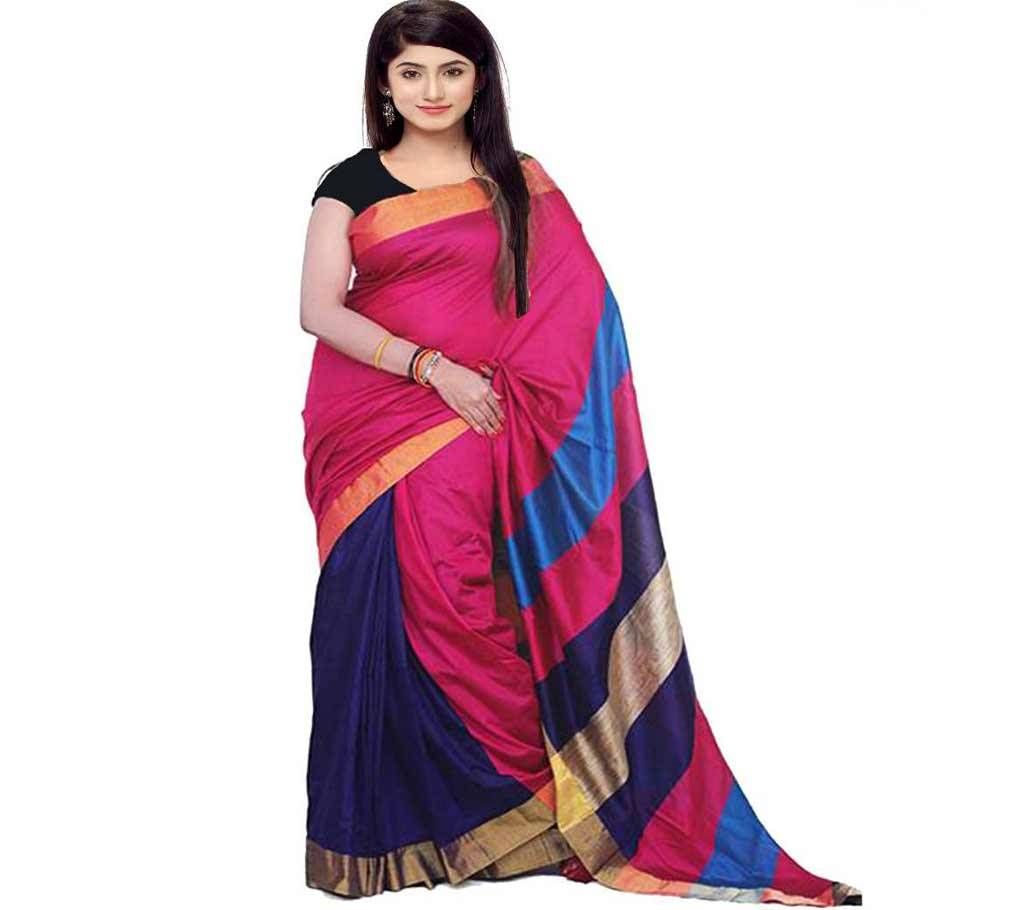 Magenta and Navy Blue Silk Saree (26B)