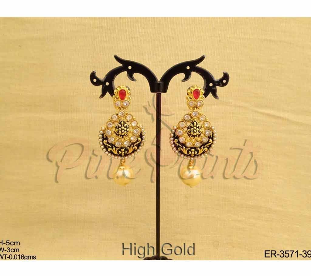 Paan Flower Moti Drop Antique Earrings (by Pink Point - ER-3571-39)