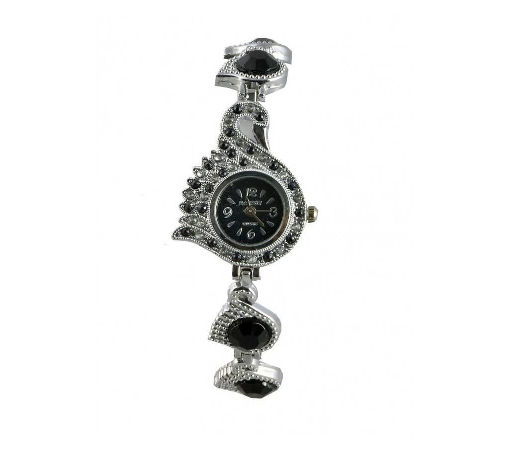 Black and Silver Metal Watch for Women