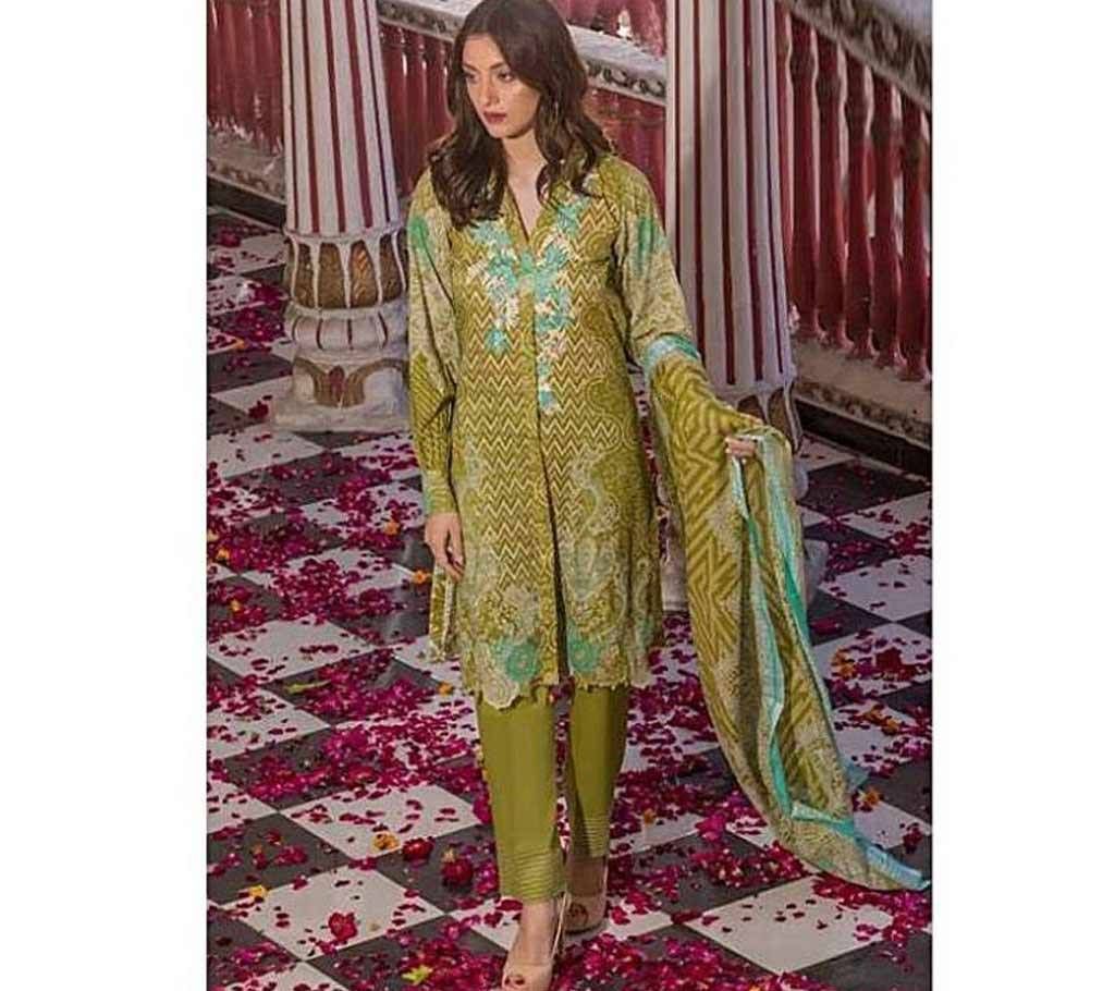 Cotton Unstitched Pakistani Lawn Three Piece
