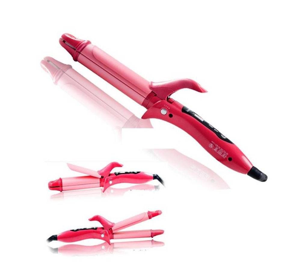Kemei KM-1298 Hair Straightener & Curling Iron-Pink