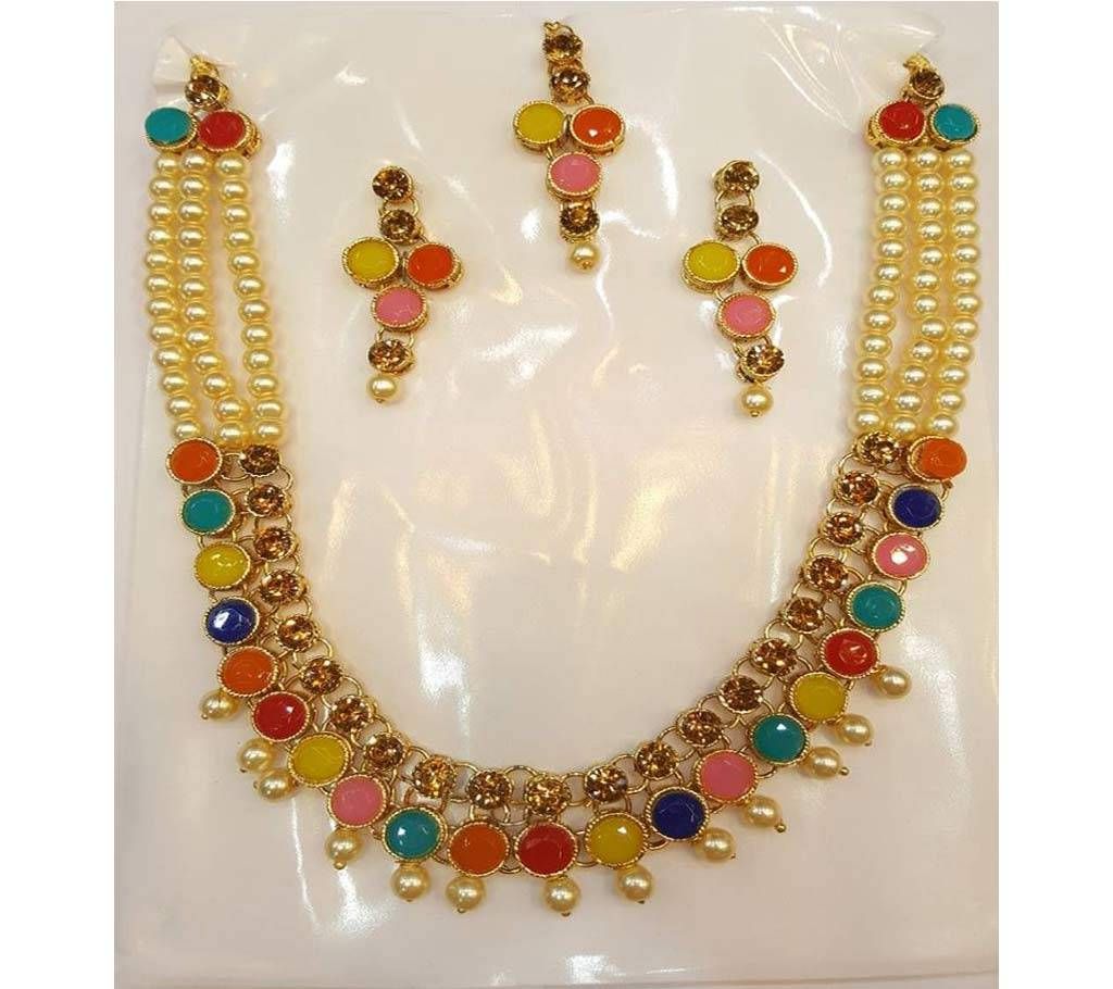 Goldplated Stone Setting Necklace Set