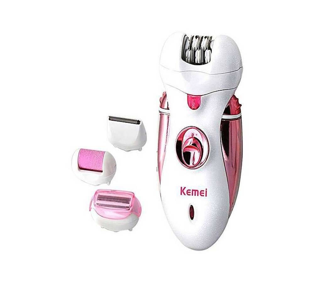 Kemei KM-2530 (4 In 1) Grinding Foot Shaving Device & Lady Shaver - White and Pink