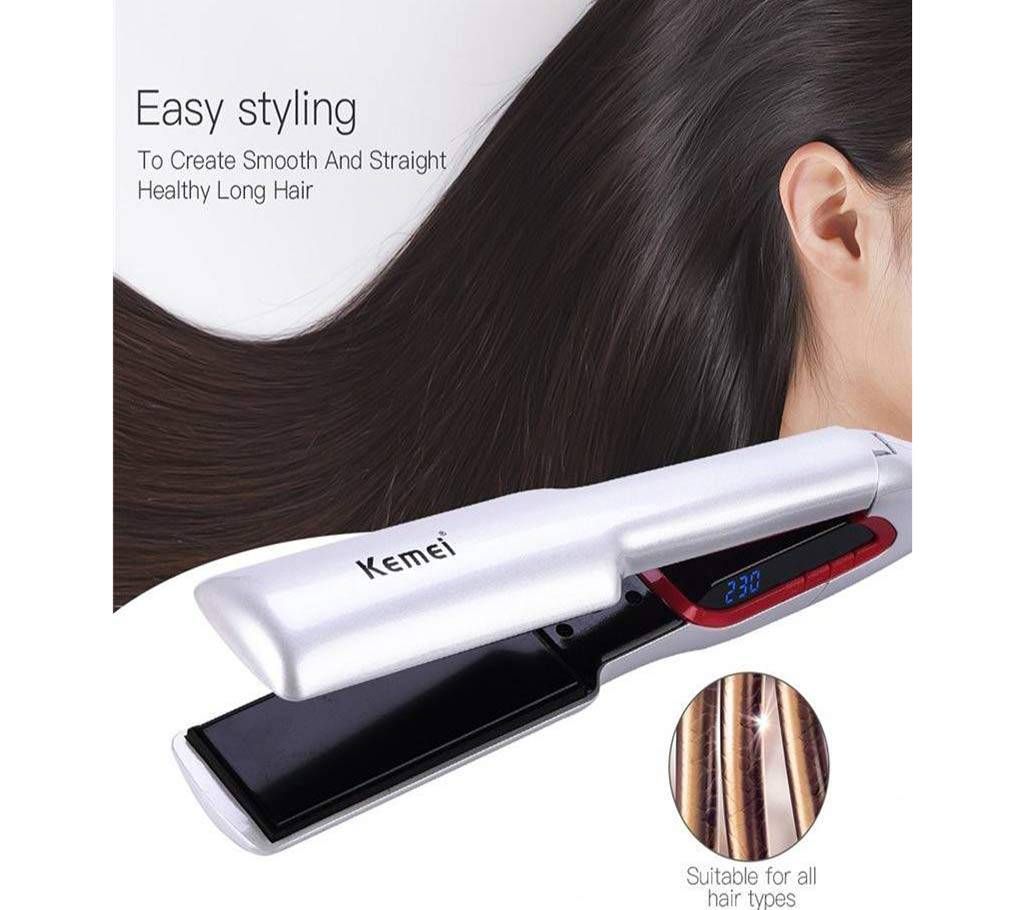 Kemei KM957 Professional Hair Straightener Lcd Hair Curler Straighten Irons Adjustable Aluminum Plate Temperature
