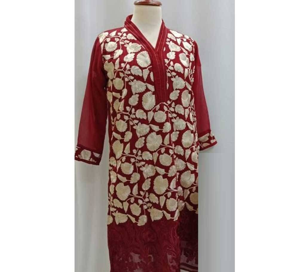Unstitched Embroidery Lawn Kurti