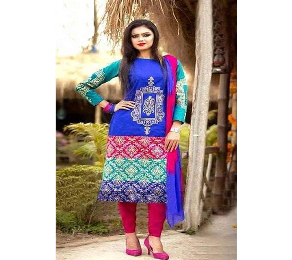 Unstitched block printed Rajdhani voyel cotton Salwar Kameez St block-492