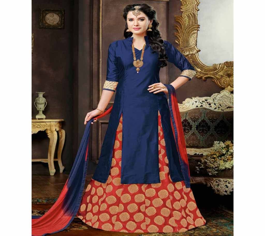 navy blue and red un-stitched Scart model Lehenga suits