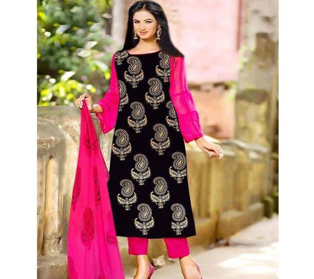 Un-stitched rajdhani voyel cotton block print salwar kameez st block-257 Copy