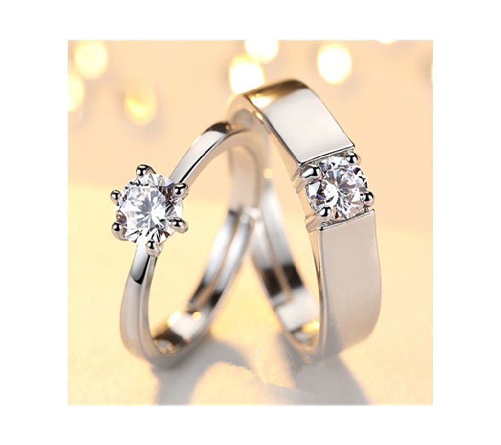 Silver Plated Engagement Couple Ring