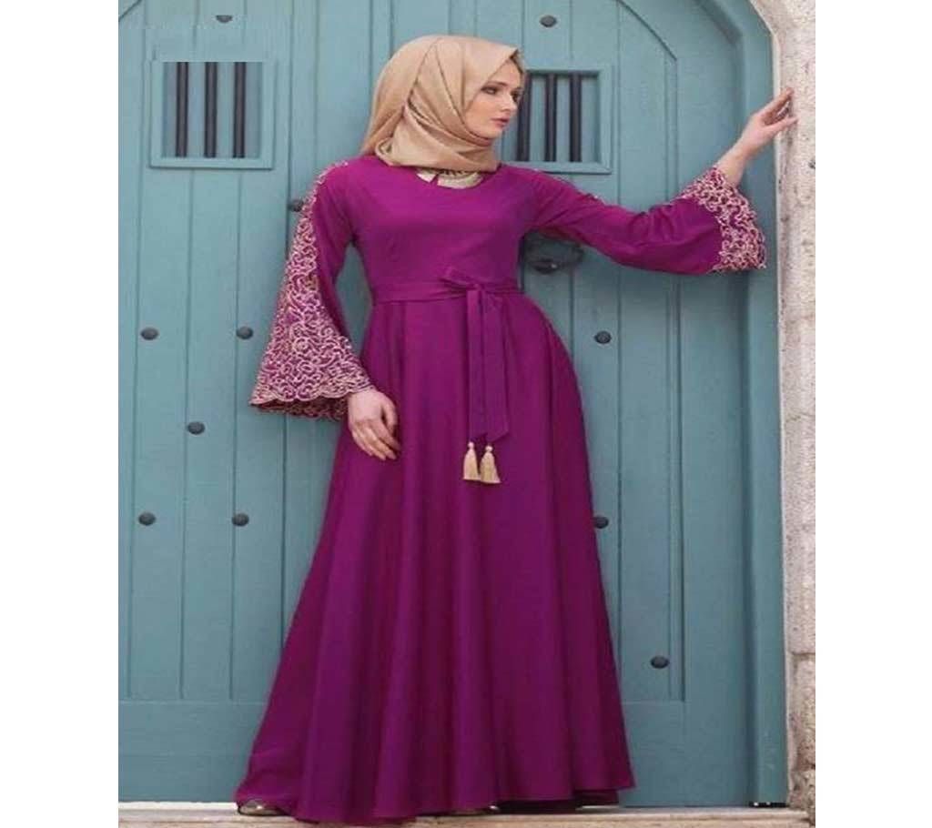 Magenta China linen Borka For Woman