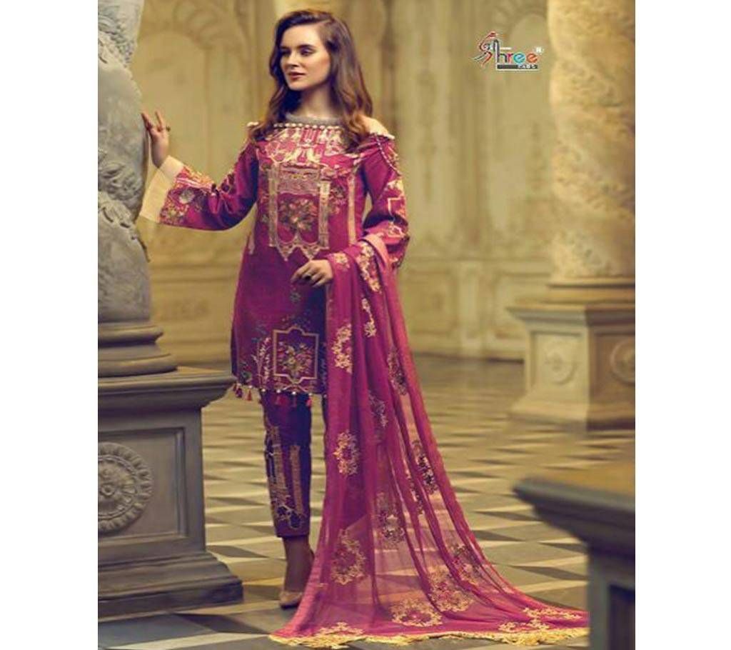 Rang Rasiya Festival collection 8032 Maroon pink Unstitched Three Piece - Copy