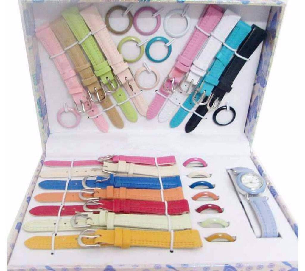 16 IN 1 changeable dial belt ladies wrist watch 